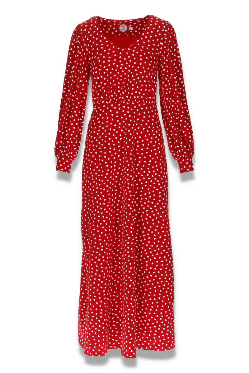 Viktoria rød og hvit hjertekjole