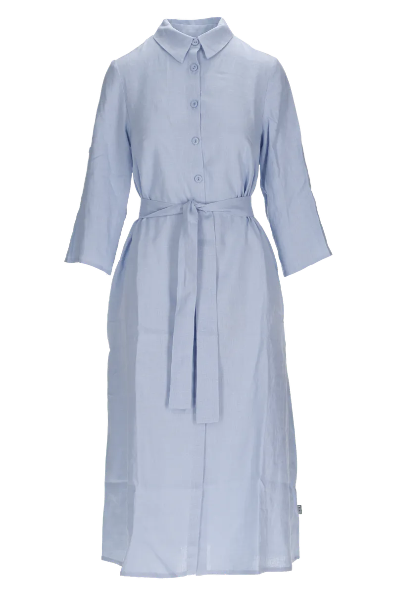 Donna himmelblå skjortekjole i lin