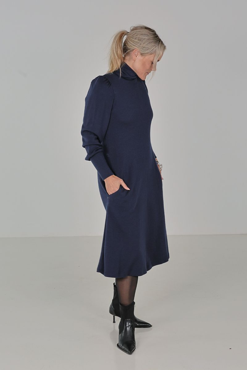 Milanda blå merinoull kjole