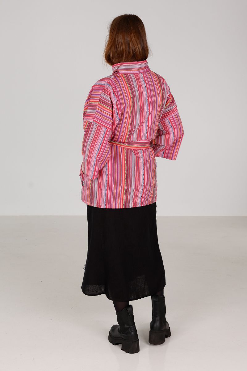 Hailey poncho inka stripe rød