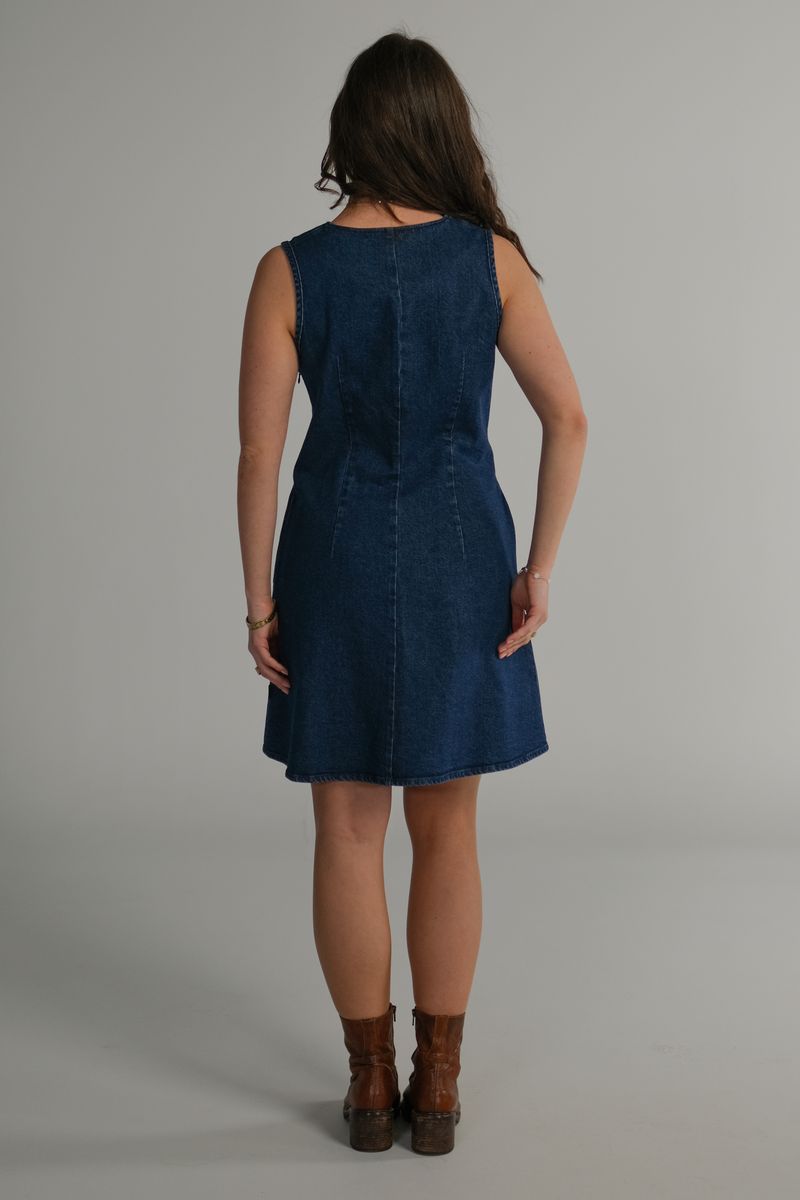 Aase denim kjole mørk blå