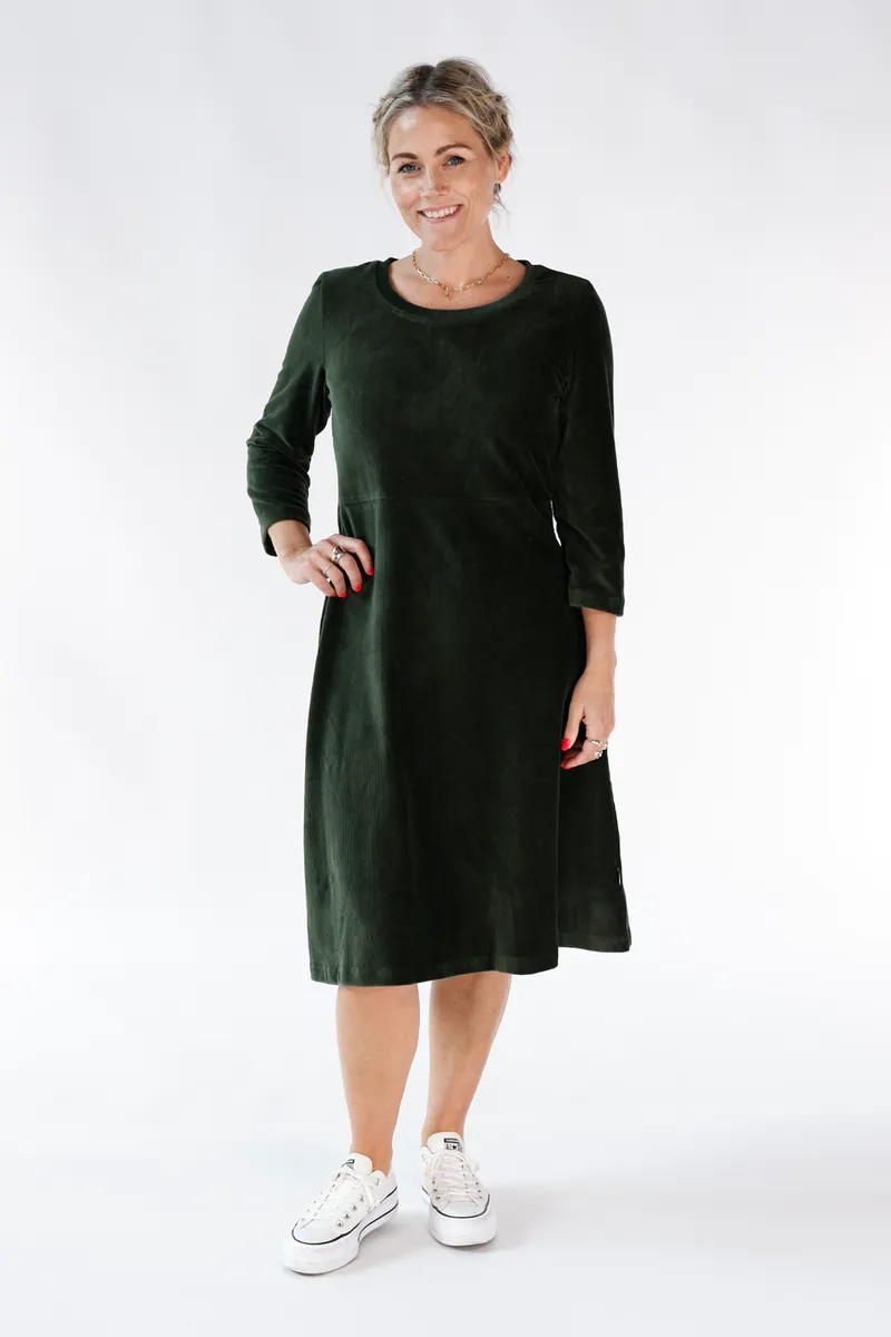 Elli kjole babycord combogrønn 