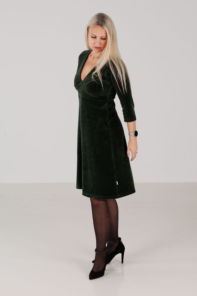 Hildur kombogrønn velurkjole