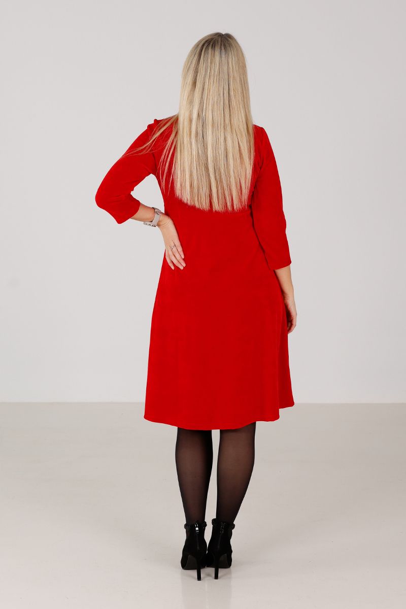 Hildur rød velurkjole