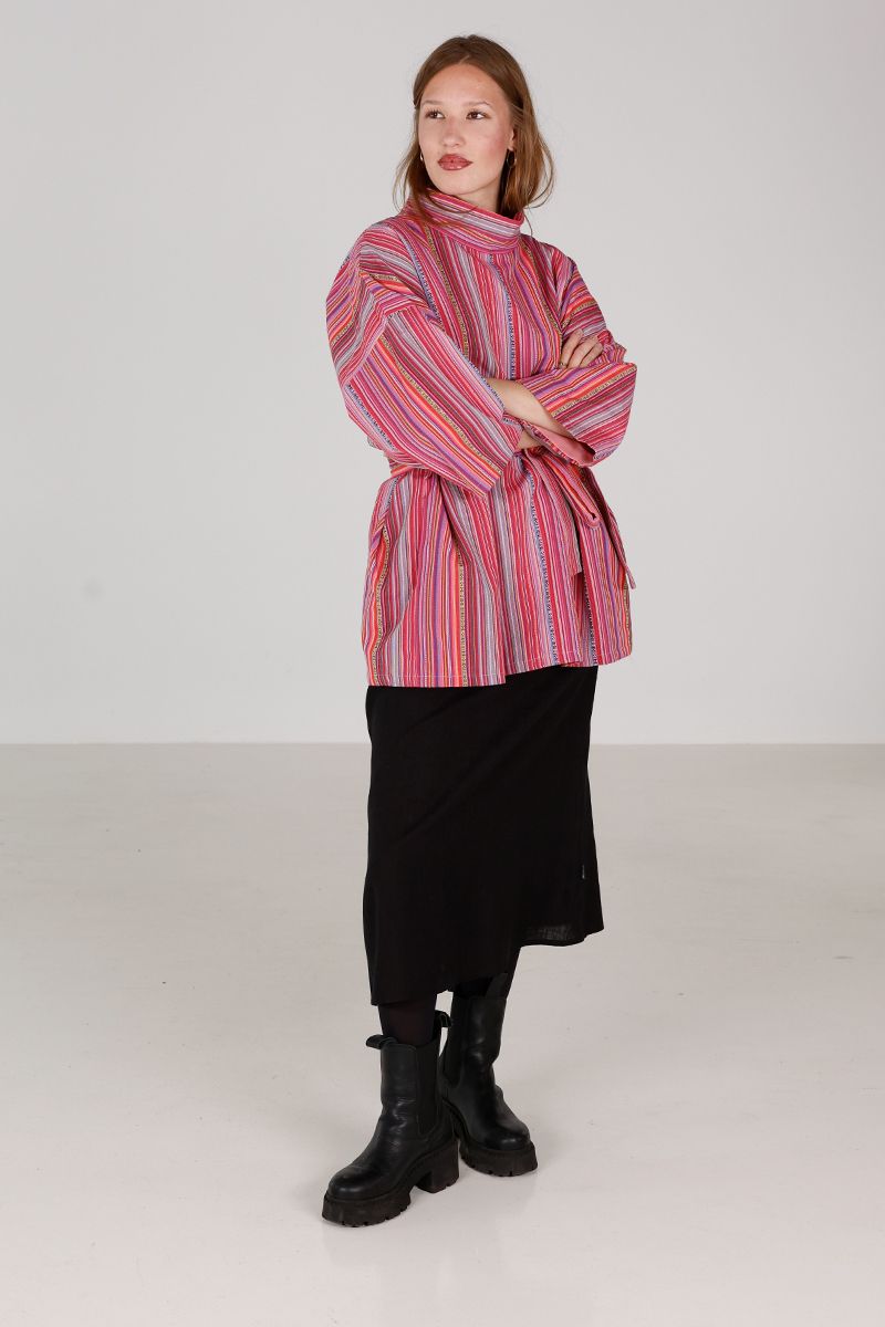 Hailey poncho inka stripe rød