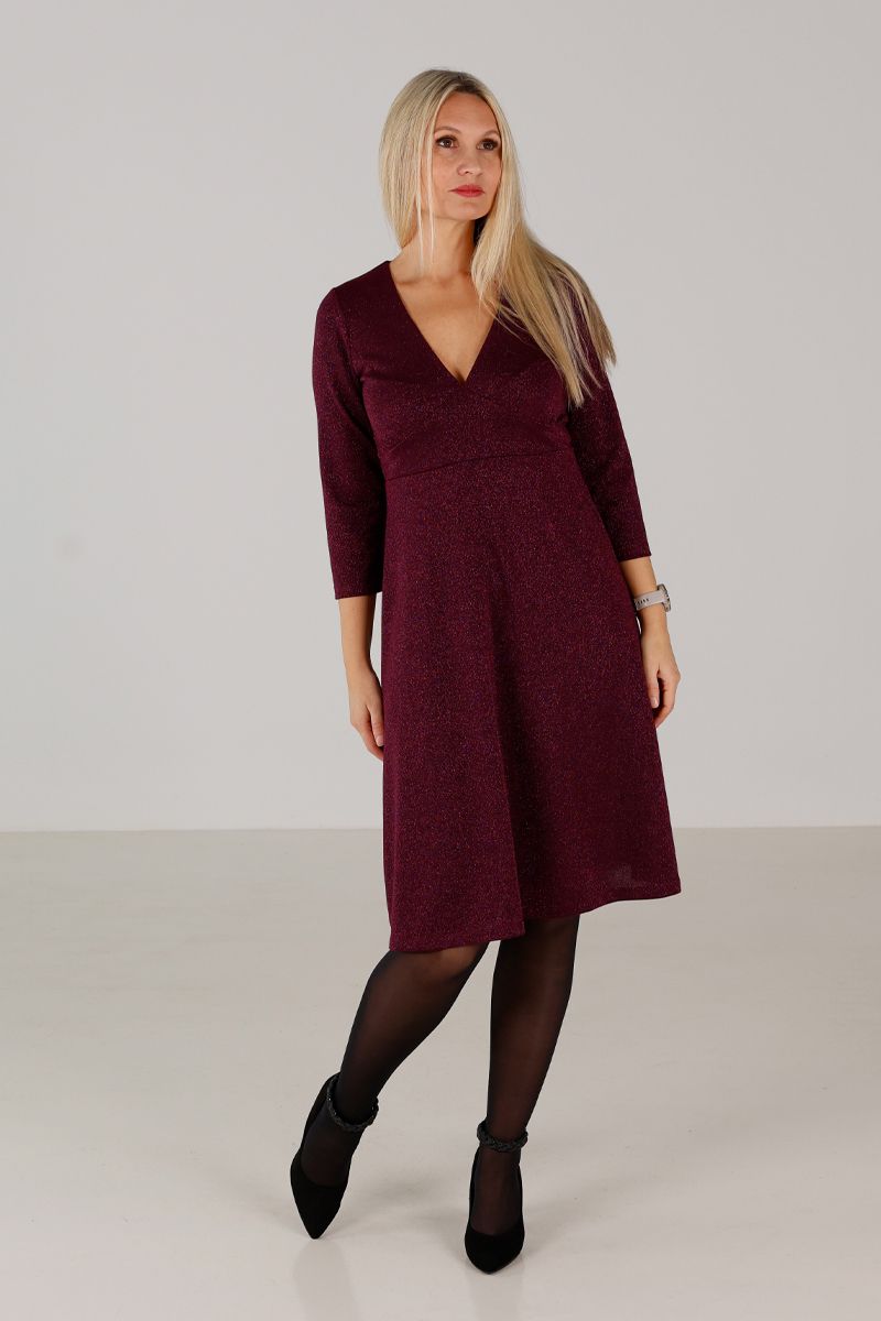 Sylvi mørk plomme glitterkjole