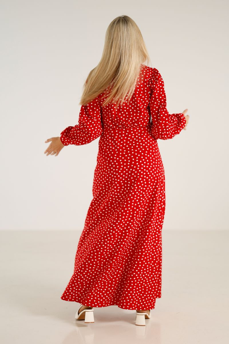 Viktoria rød og hvit hjertekjole