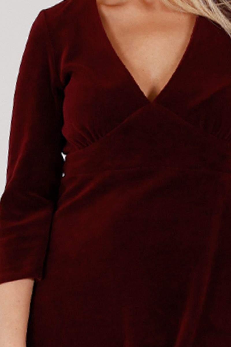 Hildur burgunder velurkjole