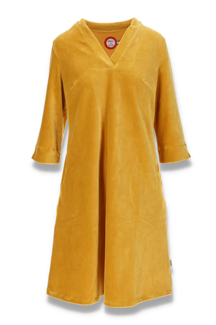 Hovedbilde Saga okergul velurkjole med ...