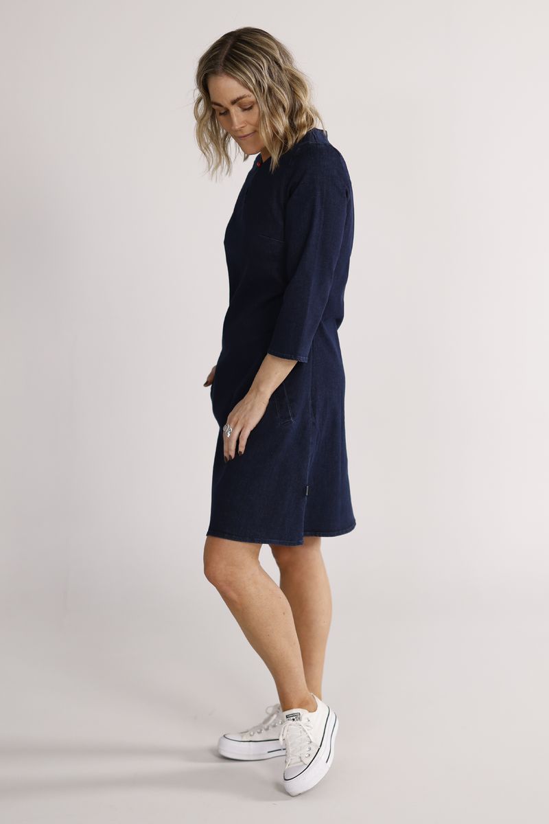 Gloria mørk blå denimkjole